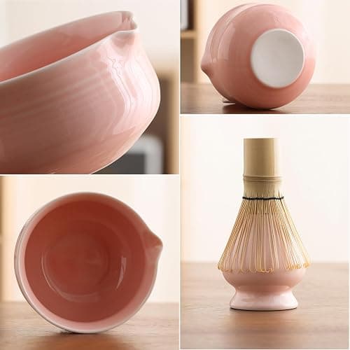 Ochcahser Matcha Set, Pink Ceramic Matcha Kit Includes Matcha Bowl, Matcha Whisk Holder (chasen), Bamboo Matcha Whisk, Bamboo Scoop and Scoop Stand, Japanese Tea Set for Women thumbnail 3