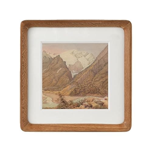 Recuerdos 5x5 Picture Frame in Natural Teak Wood,Square 5x5 Frame with 3.5x3.5Mat for Wall Mount or Tabletop Display - Teak - 5x5 with 3.5x3.5 mat - Image 1