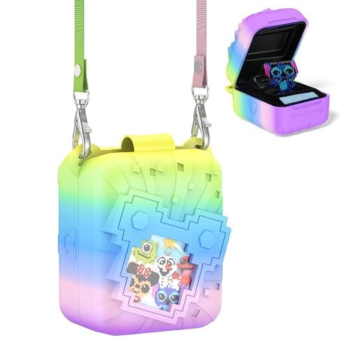 Nimuw Soft Silicone Case for Bitzee Disney Interactive Toy Digital Pet, Shockproof and Protective Carrying Case for Bitzee Disney Virtual Electronic Pets with Lanyard for Kids (Rainbow) - Image 1
