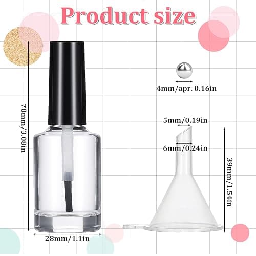 Qulkws 2 Pcs Empty Fingernail Polish Bottles Empty Nail Polish Bottles with Brush 15ML Glass Bottle with Cap Funnel Mixing Balls Clear Nail Polishes Containers for Nails Art Samples thumbnail 3
