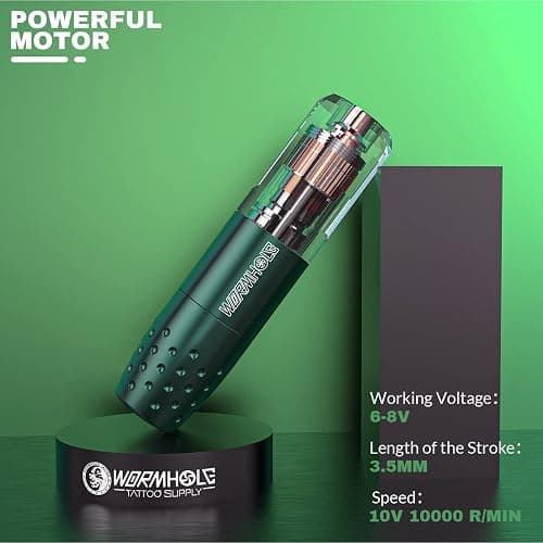 Tattoo Gun Kit, Wormhole Tattoo Kit Wireless Tattoo Machine Kit with Tattoo Gun 1,200 mAh Capacity Tattoo Power Supply Tattoo Pen Kit for Tattoo Beginners and Tattoo Artists TK531 thumbnail 2