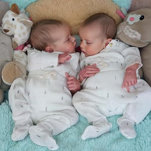 RXDOLL Reborn Baby Dolls Silicone Full Body Vinyl Twins Boys 18 inch Waterproof Lifelike Twin Baby Dolls that Look Real Life Full Silicone Reborn Dolls Twins Boys Xmas Gifts - Image 1