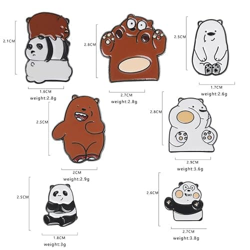 VEINTI+1 Latte Coffee Brooch Set Retro Cartoon Enamel Brooch Pins Set for Unisex Women's Clothing Decorate (Panda&Bear) thumbnail 2