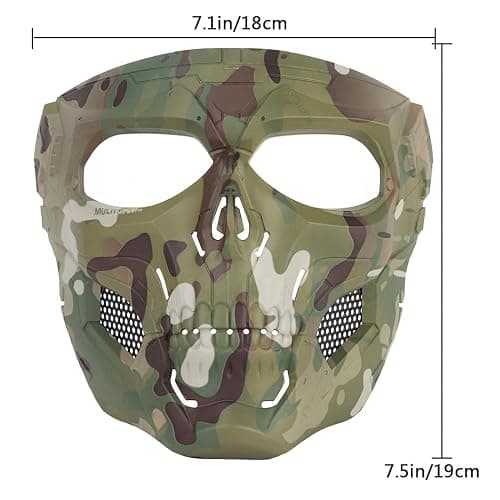 AOUTACC Airsoft Mask Skeleton Mask with Goggles, Full Face Protective Adjustable Tactical Mask for Halloween Party Paintball Game Cosplay Outdoor Activities(Camo Green) thumbnail 6