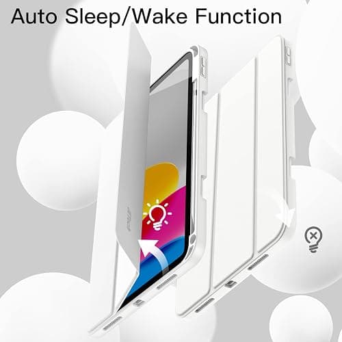 JETech Case for iPad (A16) 11th/10th Generation (2025/2022) with Pencil Holder, Slim Tablet Cover with Soft TPU Back, Auto Wake/Sleep (White) thumbnail 6
