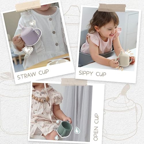 Moonkie Silicone Baby Sippy Cups | 3 Stages Training Cup Straw Cup for Infants Toddlers and Kid | 4 oz 2Pack thumbnail 5