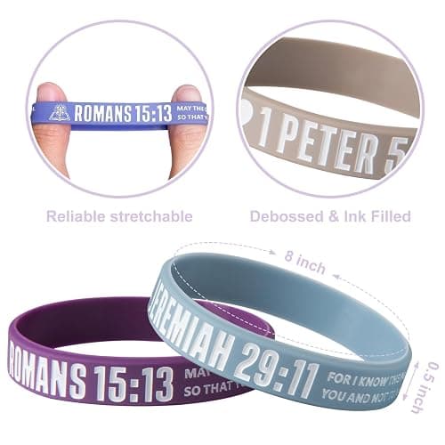 KUCLIN 12-Piece Bible Verse Bracelets - Christian Scripture Silicone Wristbands for Men & Women (Fresh Colors) thumbnail 4