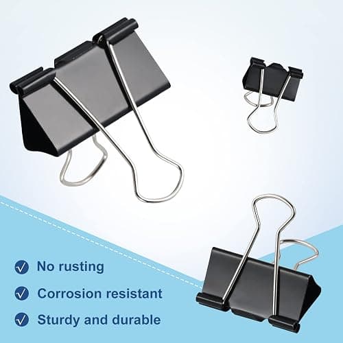 208 PCS Binder Clips Paper Clamps Assorted Sizes, Metal Paper Binder Clip, Black Binding Paperwork Clamp Bulk, School Teachers Office Supplies - Assorted Sizes × 208 PCS thumbnail 2