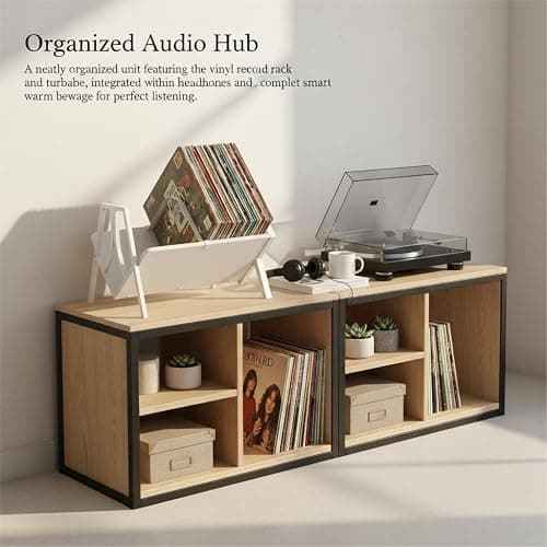 ZEXVIDA Vinyl Record Storage Rack for 50 LPs, Vinyl Record Album Holder Heavy-Duty Record Storage Shelf with Handles, Record Holder, Multi-Purpose Organizer thumbnail 5