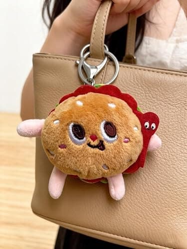 FRCYQI 3 Pieces Cute Food Plush Car Keychains Set, Birthday Gifts | Fried Chicken Burger French Fries Design, Soft Stuffed Doll Bag Charm with Keyring for Friends thumbnail 8