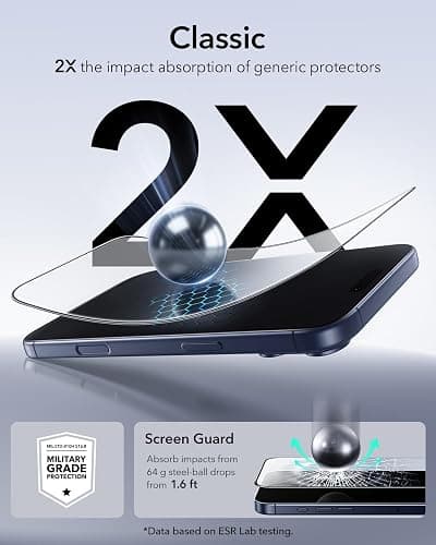 ESR 3 Pack for iPhone 17 Pro Max Screen Protector, Military-Grade Shatterproof, 9H Hardness, Full Coverage Tempered Glass with Ultra Fit Tray thumbnail 5