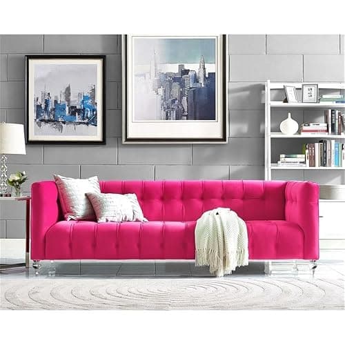 Bea Hot Pink Velvet Sofa | Tufted Design thumbnail 2