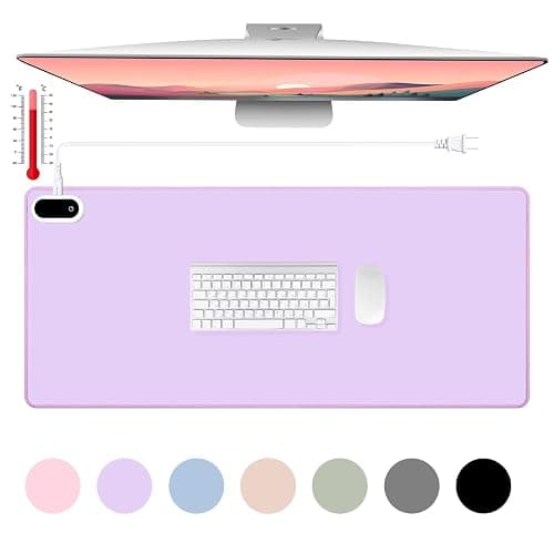 Konohan Heated Large Desk Mat PU Leather Warm Mouse Pad with 5 Heating Level & 4 Hour Auto Shut-Off Heating Keyboard Pad Warmer Gaming Mouse Mat Only Supports 110v(Purple Color,31.5" X 13") - Image 1