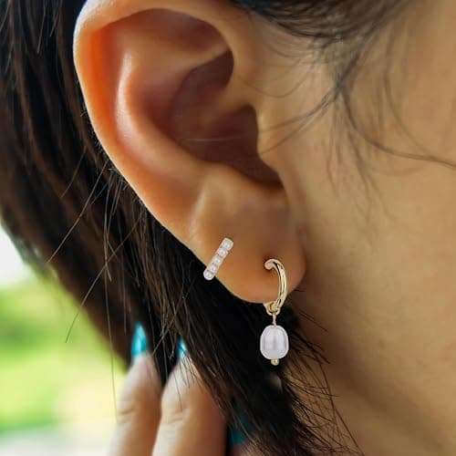3 Pairs Gold Earrings Set, Dainty Pearl Dangle Drop & Hoop & Stud Earrings Stackable Stylish Pearl Dangling Drop Jewelry for Women Trendy Fashion Jewelry Gifts thumbnail 5