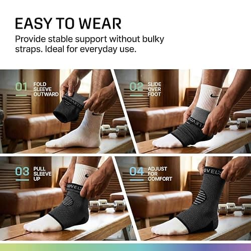 Modvel Foot & Ankle Brace Socks for Sprained Ankle Compression Sleeve - Plantar Fasciitis Relief Brace, Foot Support for pain Women & Men - Tendonitis & Arthritis Feet Sleeve, Stabilizing Ankles Wrap thumbnail 7