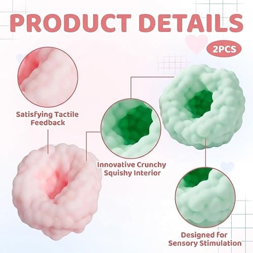 2 PCS Crunchy Squishy Stress Ball, Sand Squishy Sensory Tool for Stress Relief and Fidgeting, Red and Green Set with Dual-Texture Design for Office and Home Use, Bundle with Unique Crunchy Feel thumbnail 4