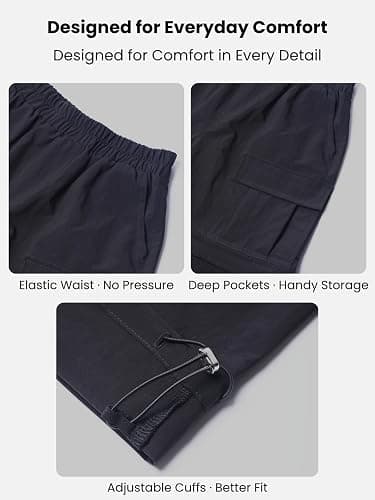 Kids Lightweight Convertible Zip-Off Cargo Pants for Girls and Boys | Water-resistant fabric, 4-pocket storage, elastic waist, adjustable cuffs for school, hiking, camping and travel thumbnail 4