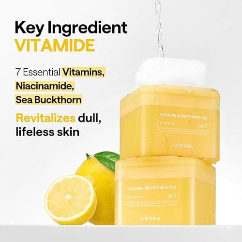 MEDIHEAL Vitamide Brightening Pad - Vegan Face Hypoallergenic Pads with Niacinamide, Sea Buckthorn - Radiance Boosting Pads for Clear, Illuminating Skin 100 - Vitamide thumbnail 5
