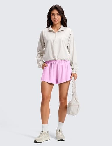 CRZ YOGA Drapey Flowy Athletic Shorts for Women 2.5" - Relaxed Fit High Waisted Tennis Workout Running thumbnail 3