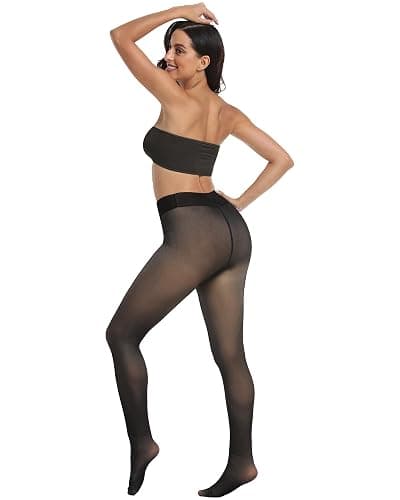 CHRLEISURE Women's Fleece Lined Tights - Fake Sheer Warm Pantyhose Thick Winter Leggings thumbnail 6