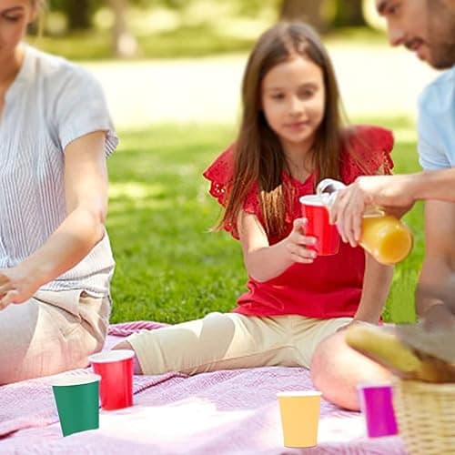 CYH 60 Pcs Disposable Paper Cups Party Cups, 9 Ounce Multicolor Drinking Cups Biodegradable and Compostable for Party DIY Holiday Wedding Birthday thumbnail 2