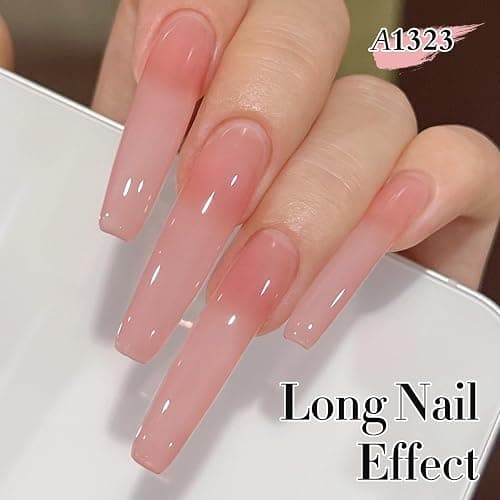 Double Rhythm Translucent Gel Polish Sheer Neutral Natural Light Milky Same Color Same Bottle 15ML Jelly Nail Polish Nail Art DIY at Home (Pink Clear-A1323) thumbnail 3