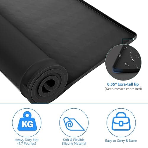 Garolue Washer and Dryer Top Protector Mat,23.6“ x 19.7" Silicone Rubber Mat for Laudry Machine & Dryer,Non Slip Heavy Duty Waterproof Washable Top Cover Pad for Home Kitchen Laundry Room,Black thumbnail 4