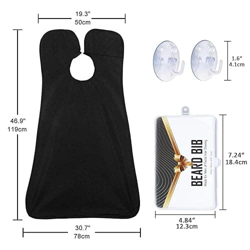 Beard Bib Apron, Beard Trimming Catcher for Men Shaving Hair Clippings Non-Stick Waterproof Grooming Cloth thumbnail 2