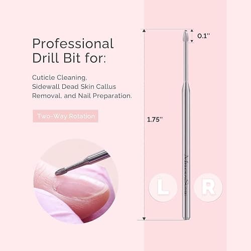 MelodySusie Cuticle Clean Nail Drill Bit 3/32'', Professional Safety Carbide Under Nail Cleaner Nail Bit for Cuticle Dead Skin Nail Prepare, Two Way Rotate, Manicure Nail Salon Supply(Silver, Fine) thumbnail 3