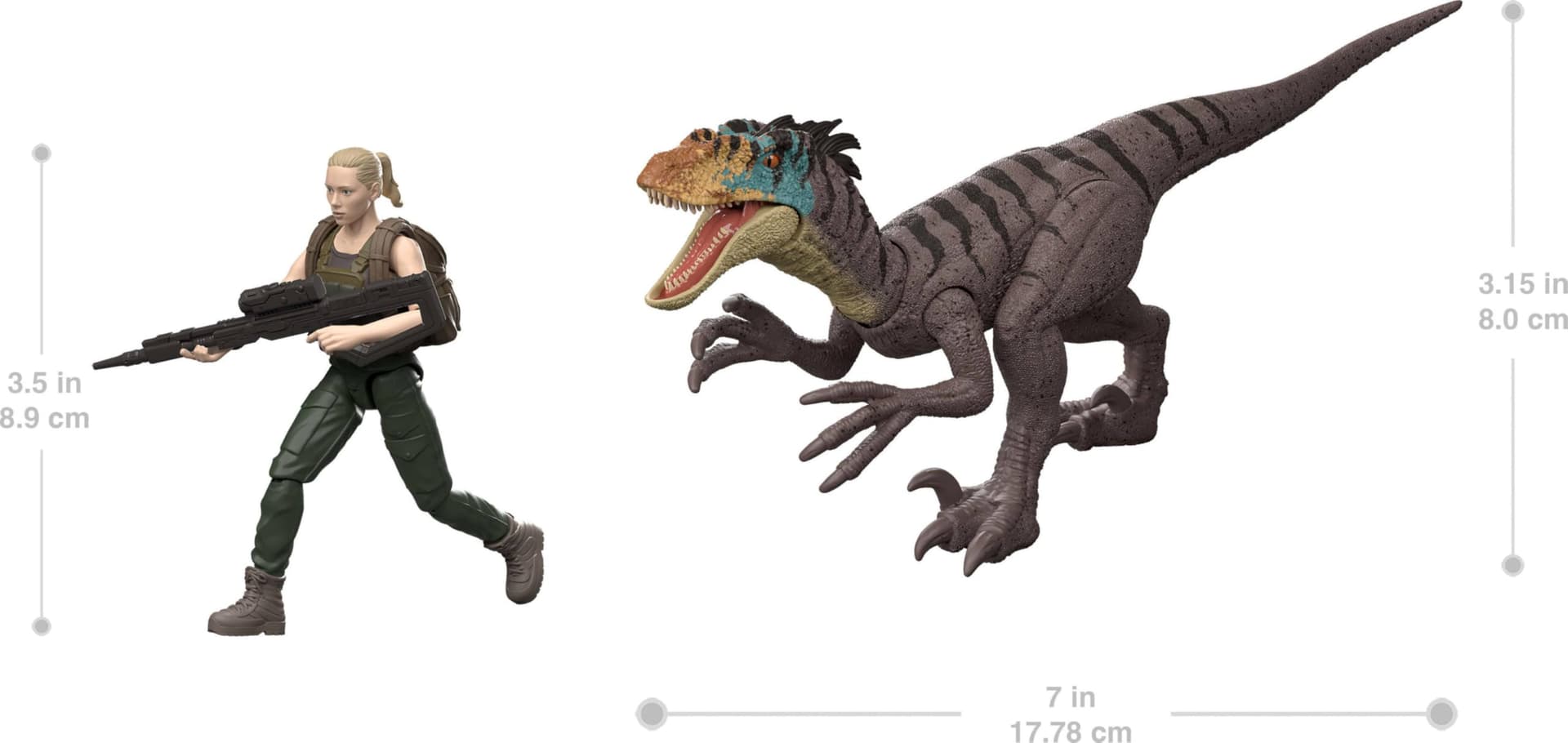 Mattel Jurassic World Rebirth Human & Dinosaur Figure Pack, Zora Bennett & Velociraptor, Movie-Accurate 3.75 Inch Scale, Posable Collectible thumbnail 3