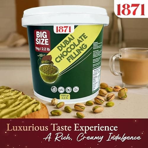 From Amazon: Dubai Chocolate Filling 2.2 Lb / 1 Kg Pistachio Cream with Crispy Kadayif | Middle Eastern Gourmet Dessert Best Ingredient For Dubai Chocolate | Rich, Crunchy & Decadent Treat (2.2 lb / 1 Kg) thumbnail 3