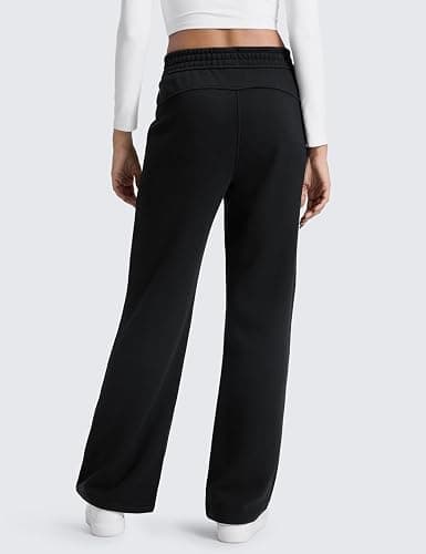 CRZ YOGA Cotton Fleece Lined Sweatpants Women 28"/30"/32" - Straight Leg Casual Lounge Pants with Pockets Winter Warm thumbnail 2