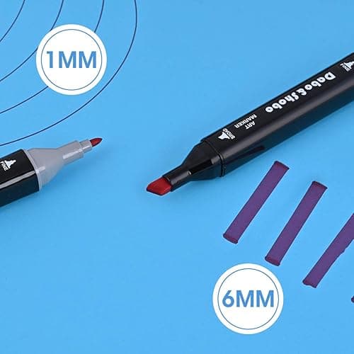 Dabo&Shobo 60 Color Alcohol Marker Pens, Bright Permanent Markers For Coloring, Markers For Adults Coloring Book, Wide Chisel And Fine Tip, Dual Tip Design Equipped with Black Suitcase thumbnail 6