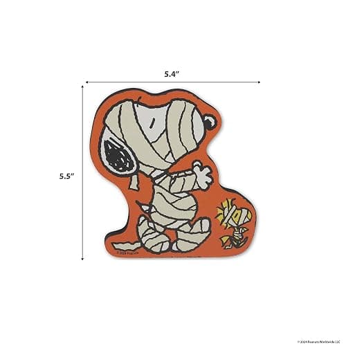 Open Road Brands Peanuts Snoopy and Woodstock Mummies Shelf Sitter Decor - Chunky Wood Block Tabletop Decoration for Halloween thumbnail 3
