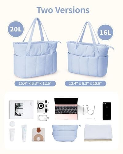 Narwey Puffer Tote Bag for Women Work with Laptop Compartment, Puffy Quilted Work Tote Bags for Travel Carry on Teacher Nurse thumbnail 7