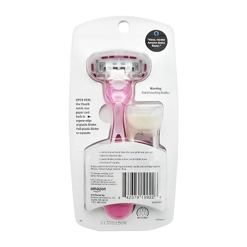 Amazon Basics Women's 5 Blade FITS Razor for Women, FITS Amazon Basics FITS Handle and Venus Handles, Includes 1 FITS Handle, 2 Cartridges & 1 Shower Hanger - Pink - 2 Count (Pack of 1) thumbnail 3