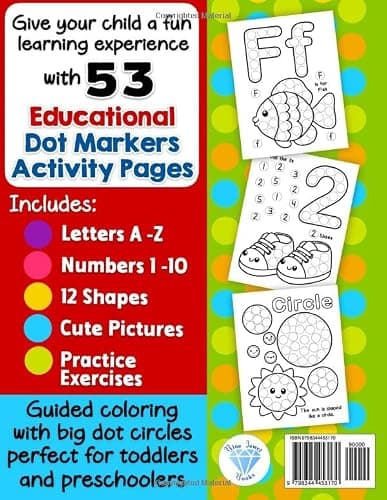 Dot Markers Activity Book: Letters, Numbers and Shapes Art Coloring for Toddlers Ages 1-3 and 2-4 thumbnail 2