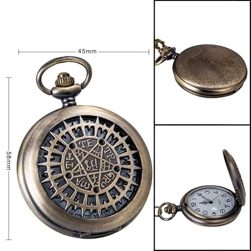 VIGOROSO Mens Pocket Watch Black Butler Antique Hollow Quartz Bronze Steampunk in Box thumbnail 2