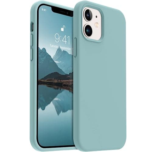 AOTESIER Compatible with iPhone 12 and iPhone 12 Pro Case 6.1 inch,Silky Touch Premium Soft Liquid Silicone Rubber Anti-Fingerprint Full-Body Protective Flexible Bumper Case (Mintcream Green) - Image 1