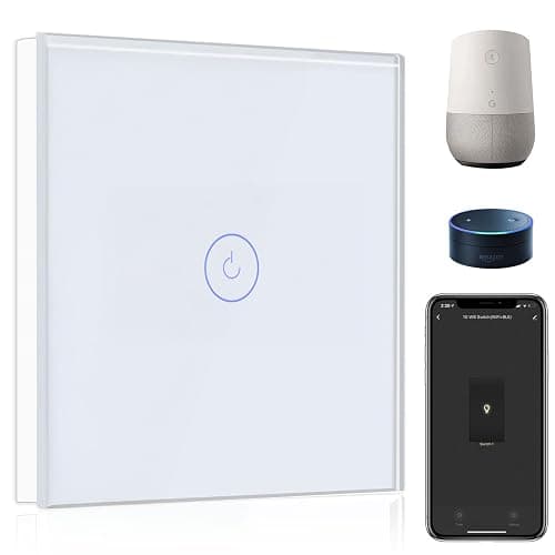 BSEED Smart Light Switch,Compatible with Alexa and Google Home,1 Gang 1 Way WiFi Touch Switch,2 Way or Multi-Way Control by SmartLife APP,White Alexa Switch with LED Indicator Light-Neutral Wire Need - Image 1