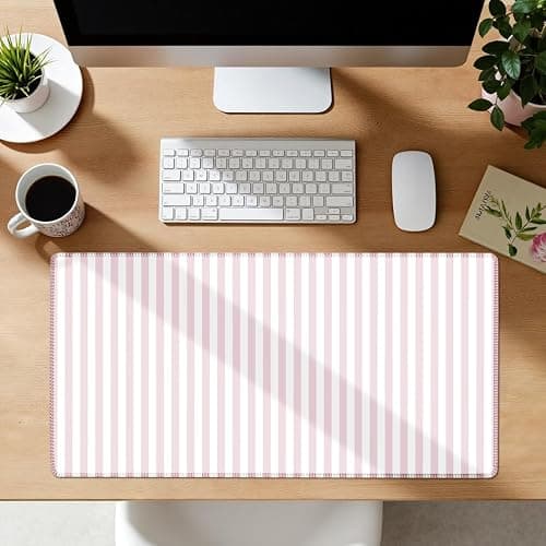 ohisxiacy Light Pink Striped Desk Mat Cute Pastel XXL Large Gaming Mouse Pad Desk Pad Kawaii Cozy Aesthetic Keyboard Laptop Computer Mat Home Office Decor for Women thumbnail 4
