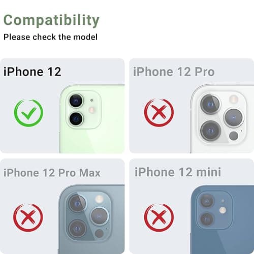 Korecase [ 2 Pack Camera Lens Protector for iPhone 12, Aluminum Metal Lens Film, 9H Hardness Tempered Glass Camera Screen Cover,Bubble Free,Strong Stickiness Case Friendly - Black thumbnail 2