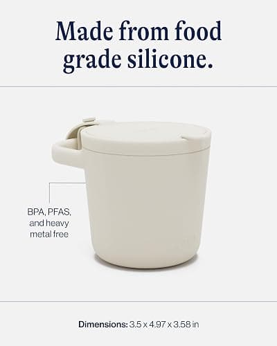 Lalo Snack Cup - Mess-Free Silicone Snack Cups for Toddlers & Babies with Detachable Lid, BPA-Free Baby Snack Containers, Fits Most Stroller & Car Seat Cup Holders, Dishwasher Safe, Oatmeal thumbnail 5