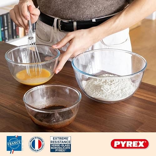 Pyrex® - Prep & Store - Set of 3 Heavy Duty Glass Bowls with Lids (0.5L - 1L - 2L) - BPA Free thumbnail 2