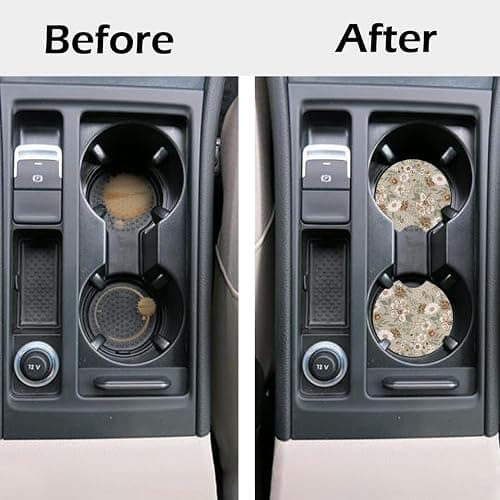 2 Pcs Car Cup Coasters, Vintage Floral Universal Non-Slip Rubber Car Coasters for Cup Holders 2.75 inch, Car Interior Accessories for Women thumbnail 4
