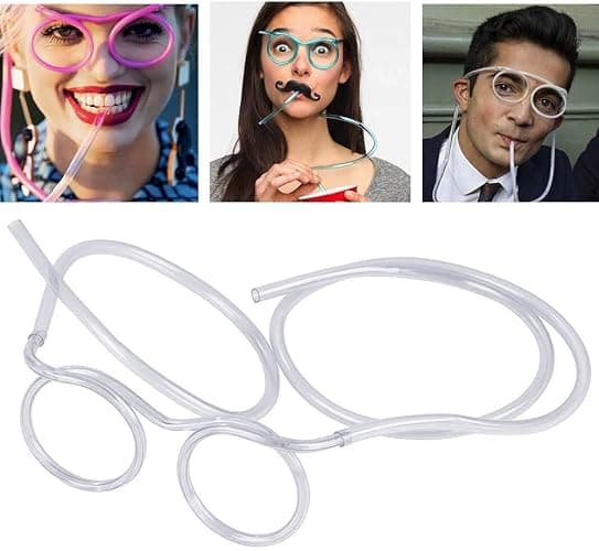 QNCIGER Straw Glasses - Funny Adults Crazy Eyeglass Straw for Birthday Parties, DIY Fun Activities, Kids Party Supplies, Game Ideas (1 Pcs, Crystal) thumbnail 7
