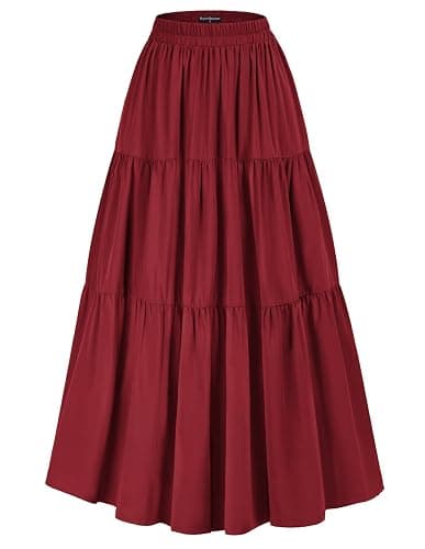 Scarlet Darkness Maxi Long Skirts for Women Summer Flowy Renaissance Skirt with Pockets - Image 1