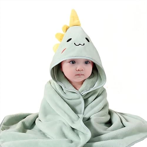 Gucilulu Hooded Baby Towel - Premium Soft Bath Towel for Baby, Newborn,Infant - Ultra Absorbent,Natural Baby Stuff Towel, Soft Coral Velvet Coral Fleece Bath Towel for Boys and Girls (Happy Dinosaur) thumbnail 9