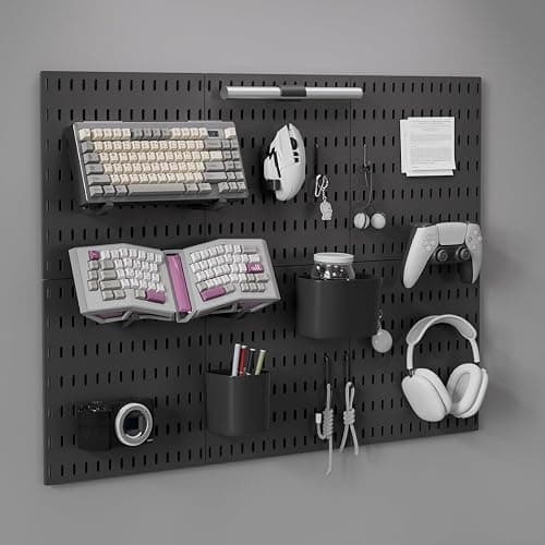 Gliging Controller and Keyboard Holder Wall Mount, Modular Gaming Pegboard with Accessories, Wall Organizer Peg Board for Keyboard Xbox PS5 PS4 Switch, Video Game Storage(33″×22″) thumbnail 2