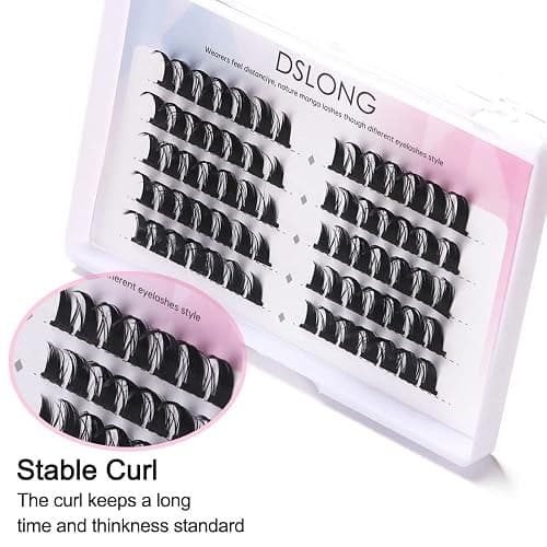 DSLONG Manga Lashes Natural Look Individual Lash Wispy Silky Anime Eyelashes Cluster Japanese Cosplay False Eyelashes Reusable, Look Like Extensions DIY At Home thumbnail 2